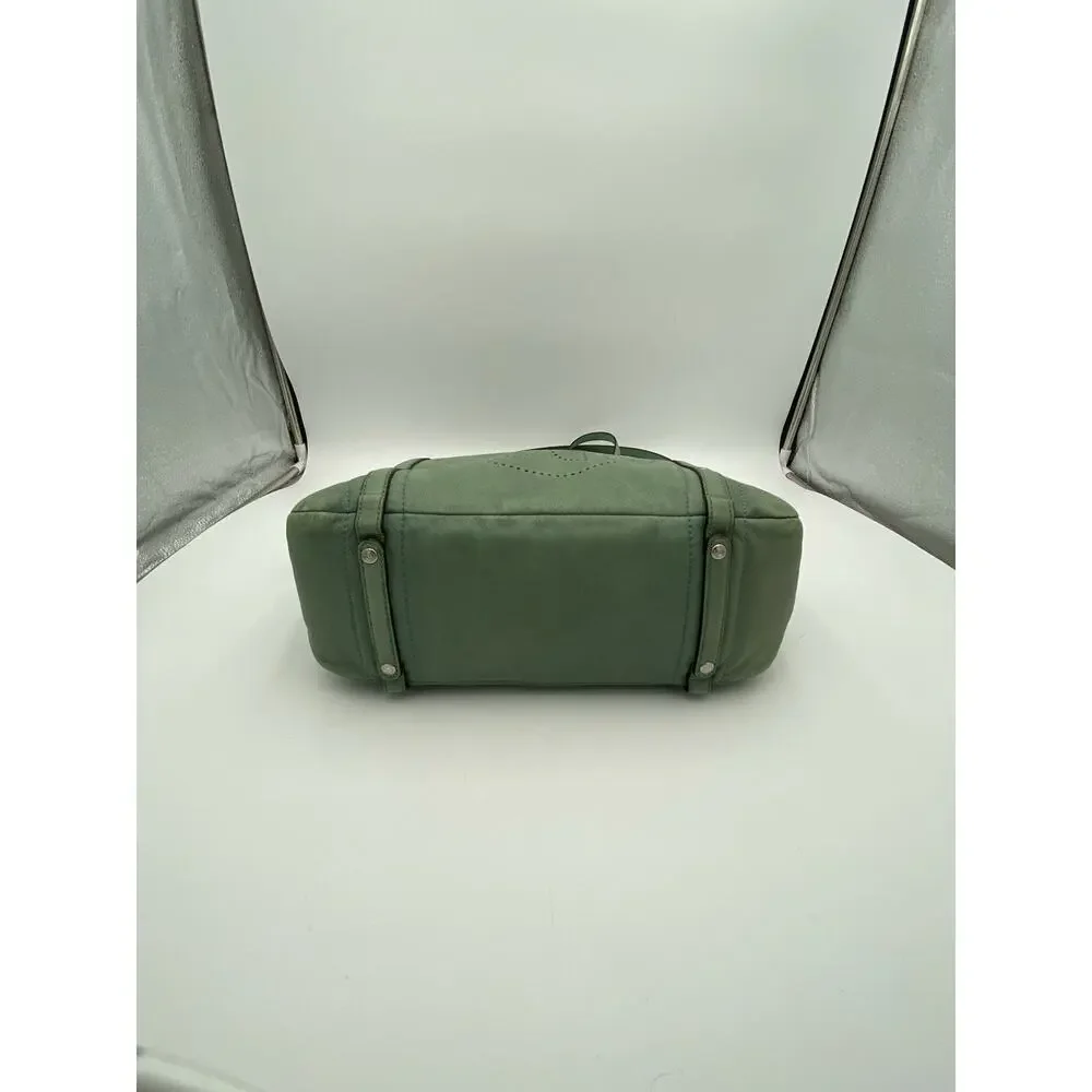 Coach Audrey Cinched Shoulder Bag Green Leather Double Handle Large 17064 READ
